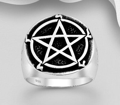 Şəkli böyütmək üçün tiklayın 925 Sterling Silver Oxidized Star Ring