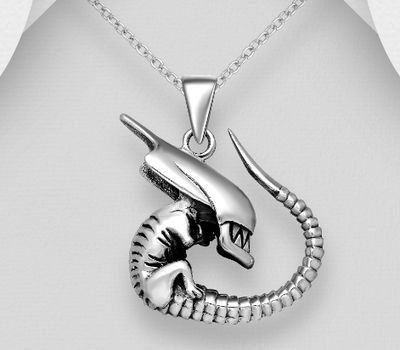 Şəkli böyütmək üçün tiklayın 925 Sterling Silver Oxidized Alien Pendant