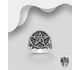 925 Sterling Silver Oxidized Star and Swirl Ring, Decorated with Various Color CZ Simulated Diamond