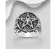 925 Sterling Silver Oxidized Star and Swirl Ring, Decorated with Various Color CZ Simulated Diamond