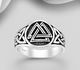 925 Sterling Silver Oxidized Celtic And Valknut Ring