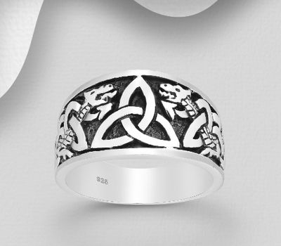 Şəkli böyütmək üçün tiklayın 925 Sterling Silver Oxidized Celtic And Snake Ring