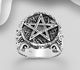 925 Sterling Silver Oxidized Star and Swirl Ring