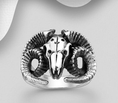Şəkli böyütmək üçün tiklayın 925 Sterling Silver Oxidized Skull Ring