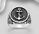 925 Sterling Silver Anchor and Swirl Ring