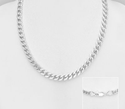 Şəkli böyütmək üçün tiklayın 925 Sterling Silver Curb Necklace, 6.5 mm Wide.