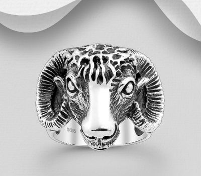 Şəkli böyütmək üçün tiklayın 925 Sterling Silver Oxidized Sheep Ring