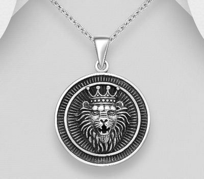 925 Sterling Silver Oxidized Lion Pendant