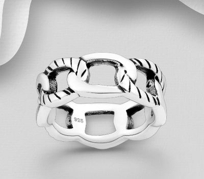 Şəkli böyütmək üçün tiklayın 925 Sterling Silver Oxidized Links Ring