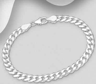Malın səhifəsinə keç 925 Sterling Silver Curb Bracelet, 5 mm Wide.