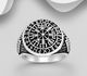 925 Sterling Silver Valknut And Viking Vegvisir Amulet Ring