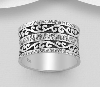 Şəkli böyütmək üçün tiklayın 925 Sterling Silver Oxidized Swirl Ring