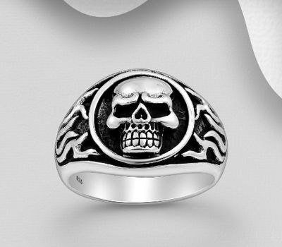 925 Sterling Silver Oxidized Skull Ring