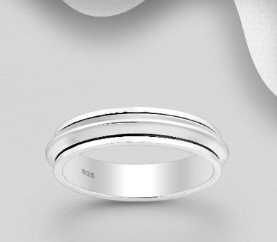 925 Sterling Silver Spinnable Band Ring, 5 mm Wide.