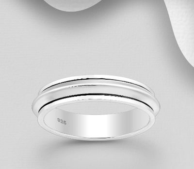 Malın səhifəsinə keç 925 Sterling Silver Spinnable Band Ring, 5 mm Wide.