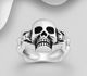925 Sterling Silver Oxidized Skull Band Ring