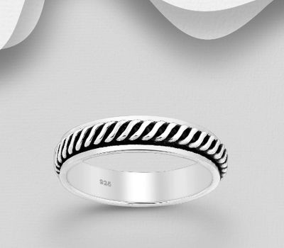 Şəkli böyütmək üçün tiklayın 925 Sterling Silver Oxidized Spinnable Band Ring, 5 mm Wide.
