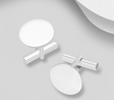 Malın səhifəsinə keç 925 Sterling Silver Engravable Oval Cuff Links