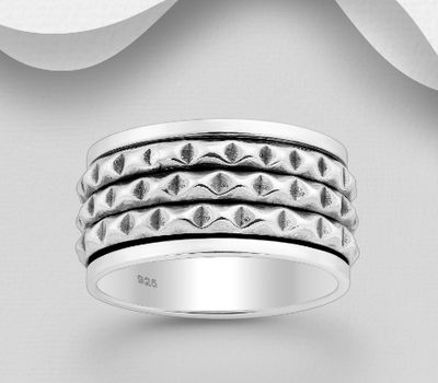 Şəkli böyütmək üçün tiklayın 925 Sterling Silver Spin Band Ring, 10 mm Wide