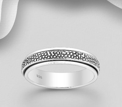 Malın səhifəsinə keç 925 Sterling Silver Oxidized Spinnable Band Ring, 5 mm Wide.