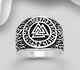 925 Sterling Silver Oxidized Celtic and Valknut Ring