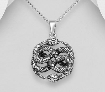 925 Sterling Silver Oxidized Ouroboros Pendant