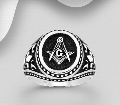 Malın səhifəsinə keç 925 Sterling Silver Fleur De Lis and Freemasonry Ring