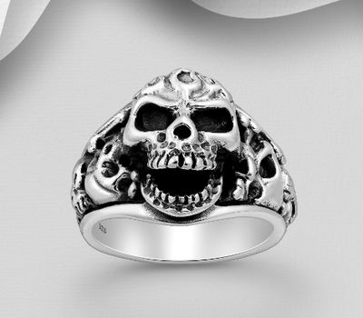 925 Sterling Silver Oxidized Skull Ring