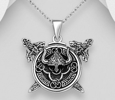 Malın səhifəsinə keç 925 Sterling Silver Oxidized Pendant Featuring Viking Sword And Celtic