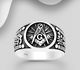 925 Sterling Silver Oxidized Freemasonry Ring