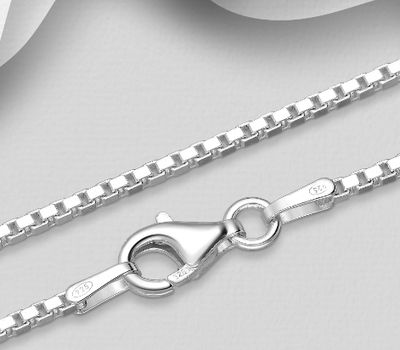 ITALIAN DELIGHT - 925 Sterling Silver Box (Venetian) Chain, 1.5 mm Wide, Made in Italy.