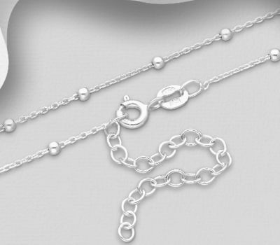 Malın səhifəsinə keç ITALIAN DELIGHT - 925 Sterling Silver Ball Chain, 2 mm Ball Width, Made in Italy.