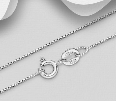 ITALIAN DELIGHT – 925 Sterling Silver Box (Venetian) Chain, 0.7 mm Wide, Made in Italy.