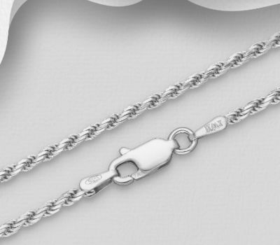 ITALIAN DELIGHT - 925 Sterling Silver Rope Chain, 1.8 mm Wide, Made in Italy.