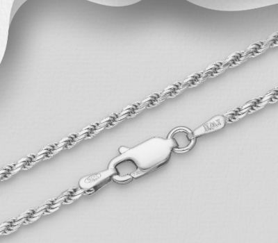 Malın səhifəsinə keç ITALIAN DELIGHT - 925 Sterling Silver Rope Chain, 1.8 mm Wide, Made in Italy.