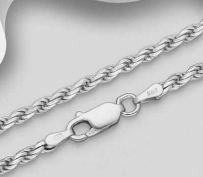 ITALIAN DELIGHT - 925 Sterling Silver Rope Chain, 2.7 mm Wide, Made in Italy.