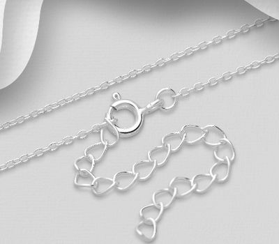 925 Sterling Silver Chain, 0.8 mm Wide, Made In Thailand