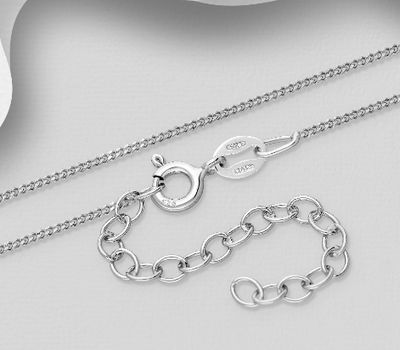 Malın səhifəsinə keç ITALIAN DELIGHT - 925 Sterling Silver Curb Chain, 1 mm Wide, Made in Italy.