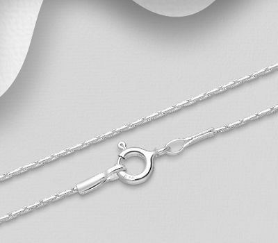 925 Sterling Silver Cardona Chain, 1.1 mm Wide, Made In Thailand.