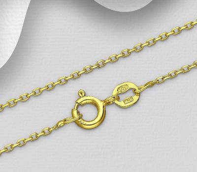 Malın səhifəsinə keç ITALIAN DELIGHT - 925 Sterling Silver Cable Chains, Plated with 0.5 Micron 18K Yellow Gold, 1 mm Wide, Made in Italy.
