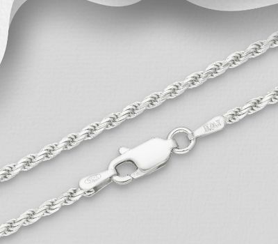 ITALIAN DELIGHT - 925 Sterling Silver Rope Chain, 1.8 mm Wide, Made in Italy.