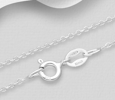 ITALIAN DELIGHT - 925 Sterling Silver Rollo Chain, 1.25 mm Wide, Made In Italy
