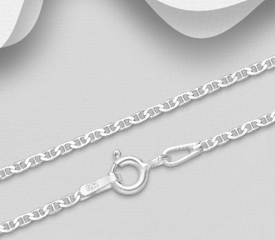 ITALIAN DELIGHT - 925 Sterling Silver Mariner Chain, 1.5 mm Wide, Made in Italy.