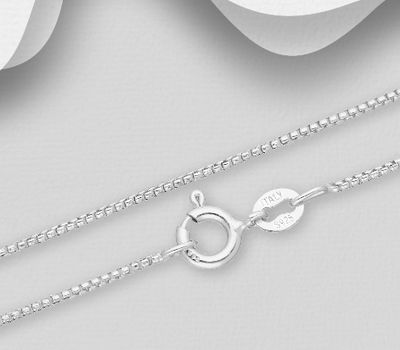 ITALIAN DELIGHT - 925 Sterling Silver Box Chain, 1 mm Wide, Made in Italy.
