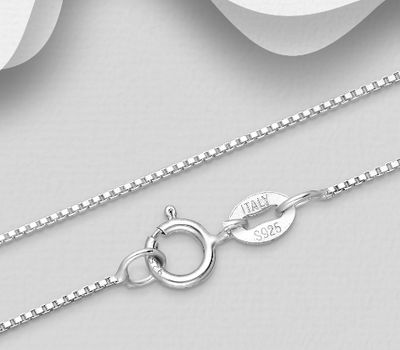 ITALIAN DELIGHT - 925 Sterling Silver Chain, 0.8 mm Wide, Made in Italy.