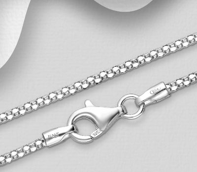 ITALIAN DELIGHT - 925 Sterling Silver Korean Chain, 1.45 mm Wide, Made in Italy.