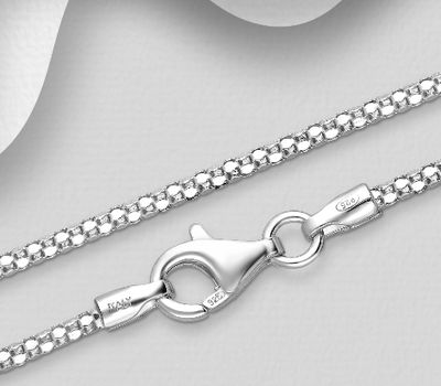 Malın səhifəsinə keç ITALIAN DELIGHT - 925 Sterling Silver Korean Chain, 1.45 mm Wide, Made in Italy.