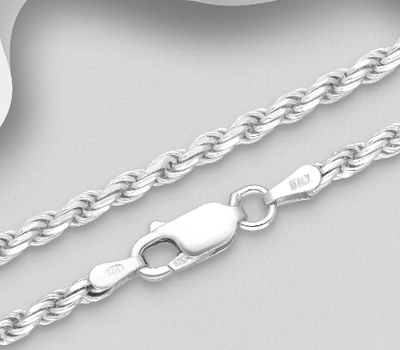 Malın səhifəsinə keç ITALIAN DELIGHT - 925 Sterling Silver Rope Chain, 2.7 mm Wide, Made in Italy.