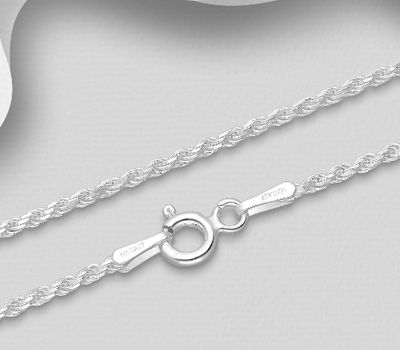 ITALIAN DELIGHT - 925 Sterling Silver Rope Chain, 1.5 mm Wide, Made in Italy.