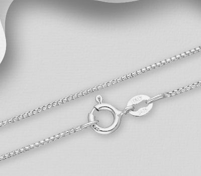 Malın səhifəsinə keç ITALIAN DELIGHT - 925 Sterling Silver Box Chain, 1 mm Wide, Made in Italy.